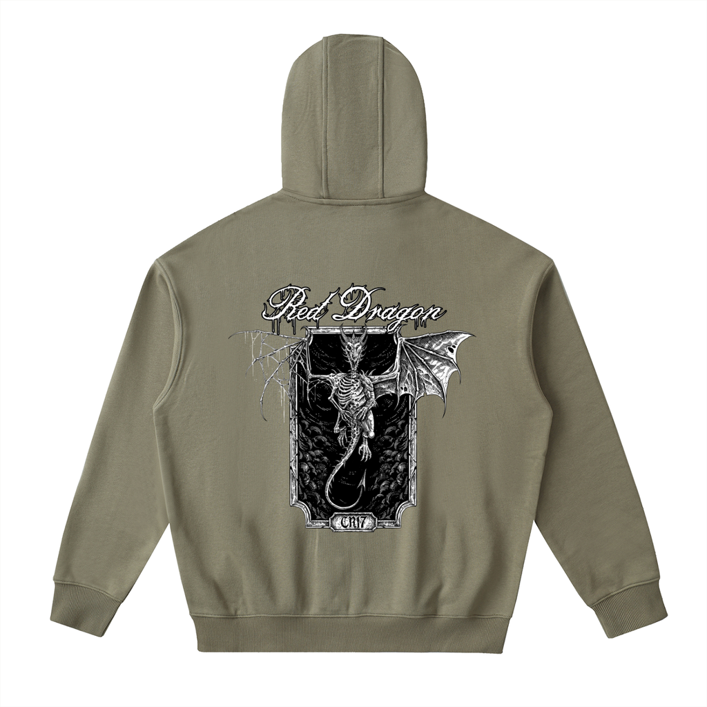 Red Dragon Drop-Shoulder Zip Up Hoodie