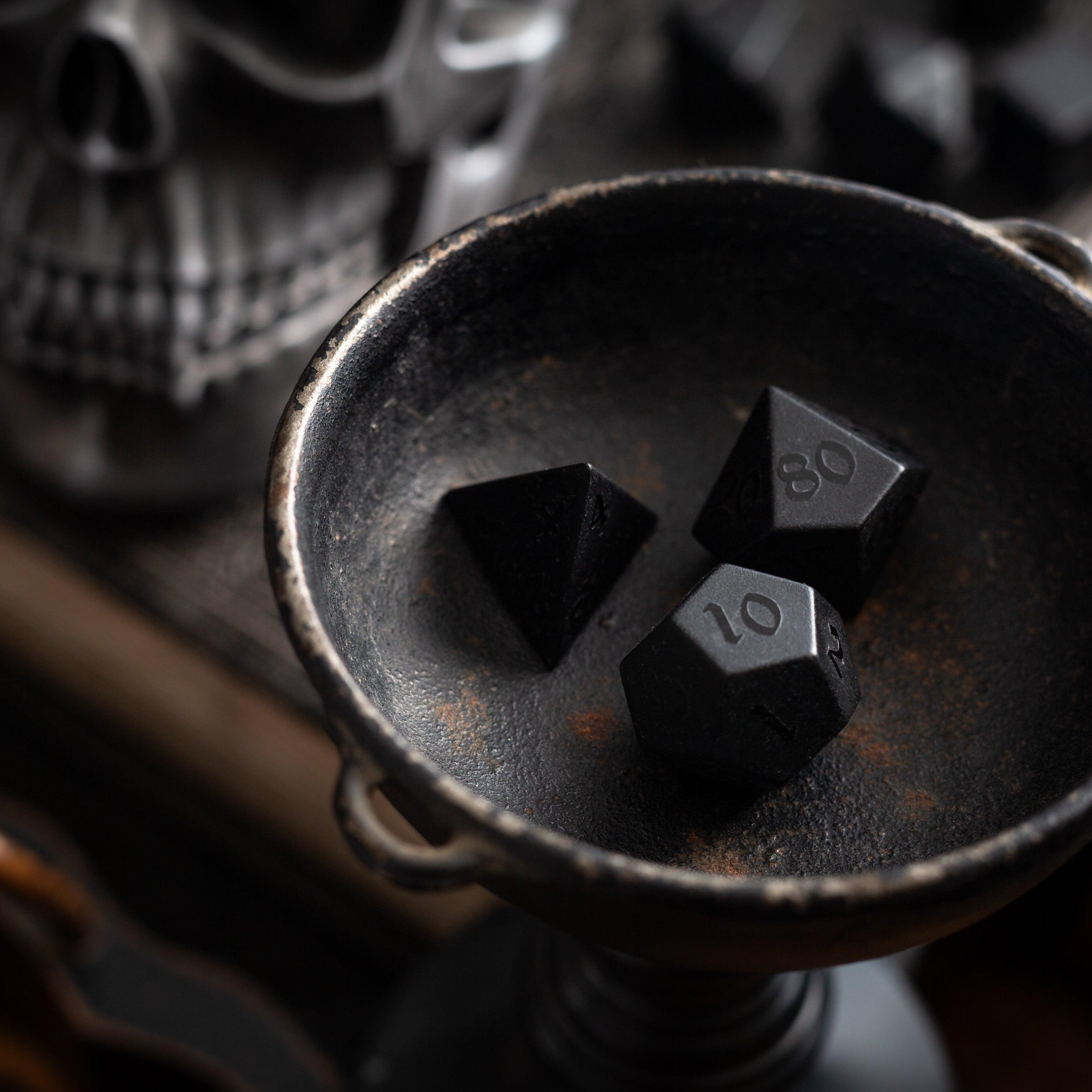 Black Gemstone Handcarved Dice Set