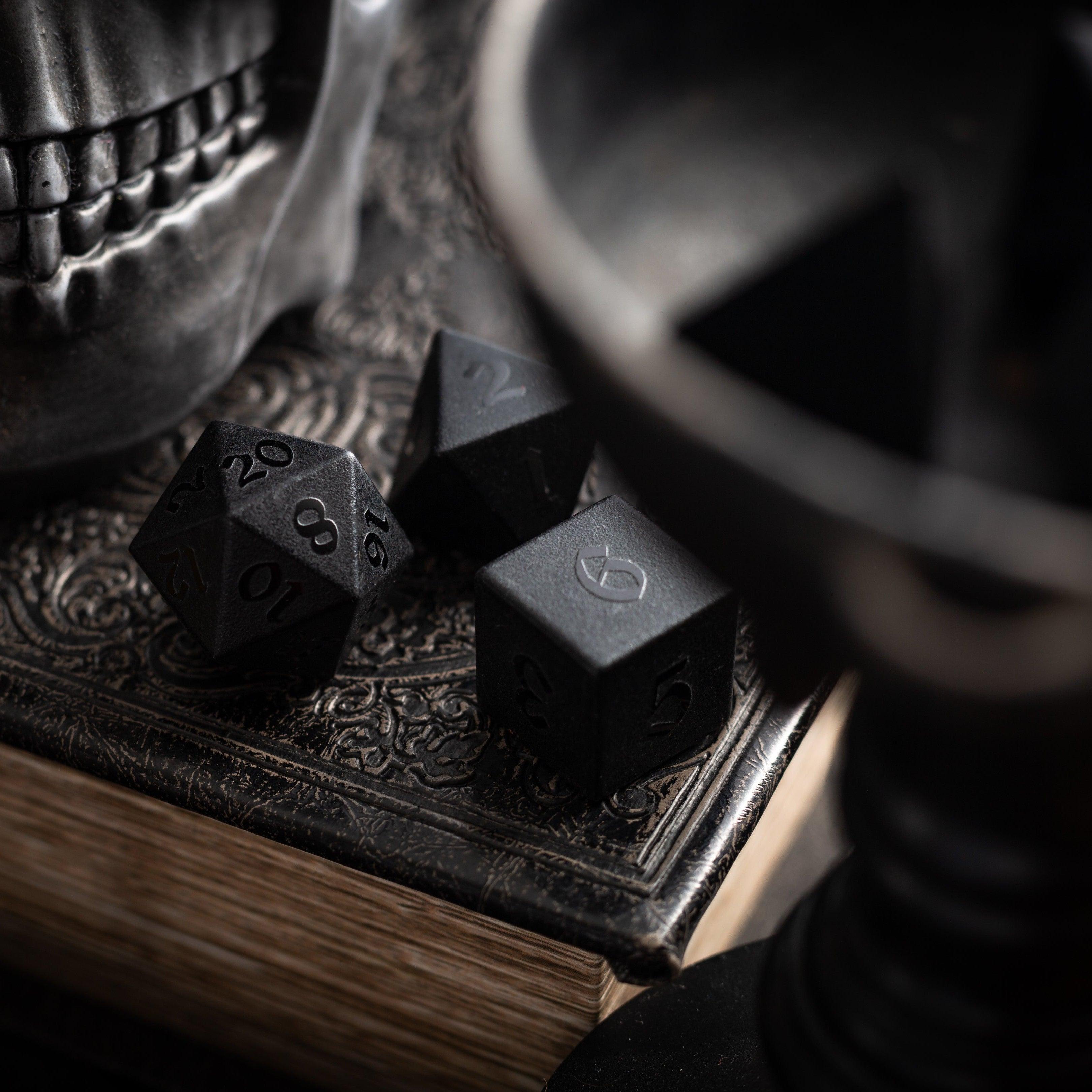Black Gemstone Handcarved Dice Set