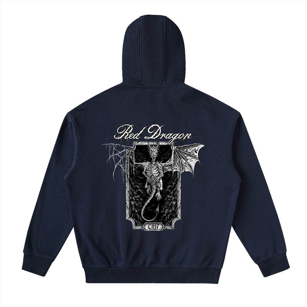 Red Dragon Drop-Shoulder Zip Up Hoodie